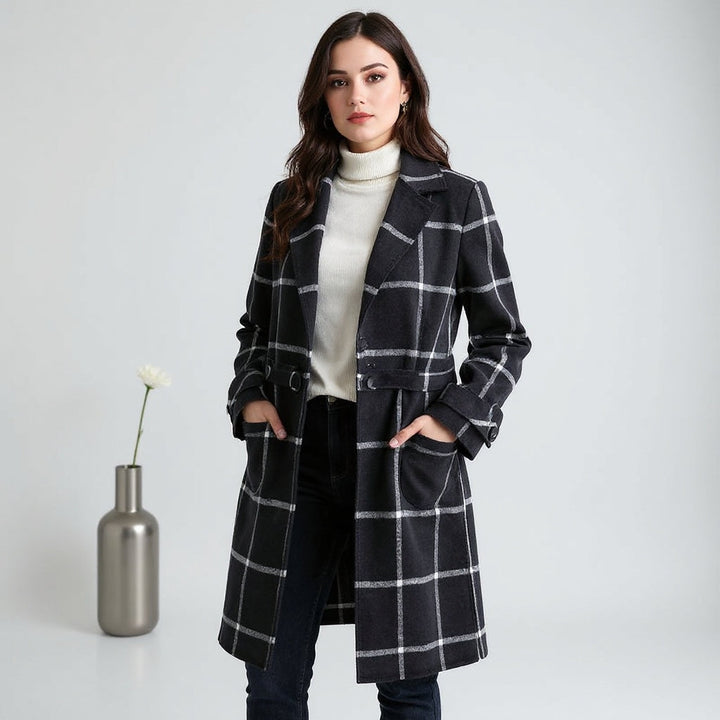 Savanna – Retro Lapel Plaid Tweed Coat