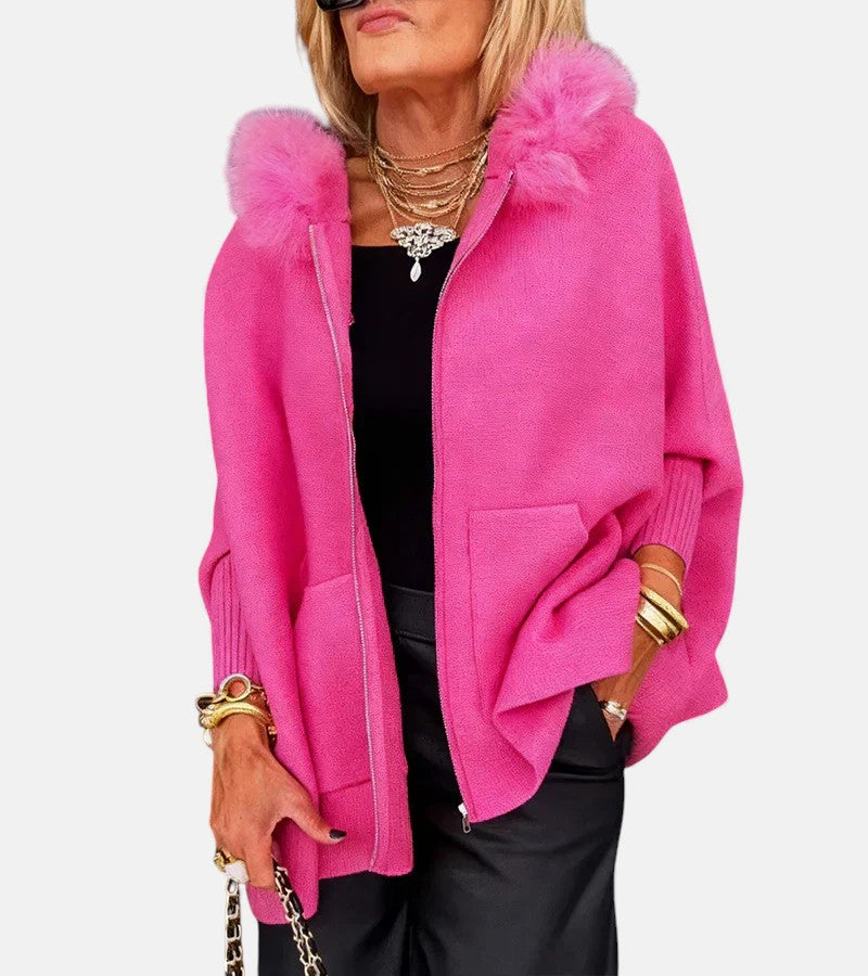 Arrabelle – Casual Hooded Coat with Fur Collar