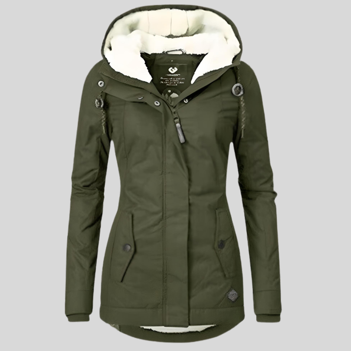 Alienor – Waterproof Long Jacket with Hood and Lining