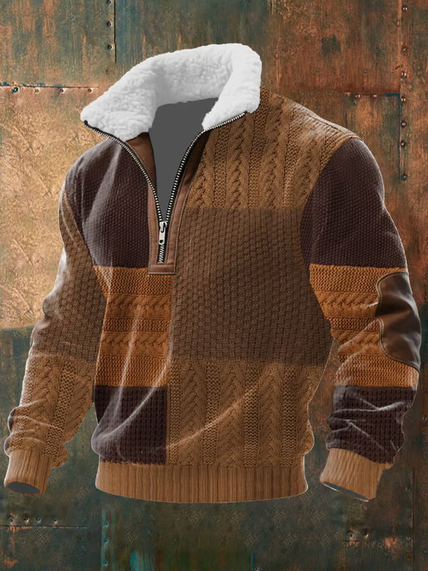 Bram – Zip-Up Sweater with a High Fur-Trimmed Collar