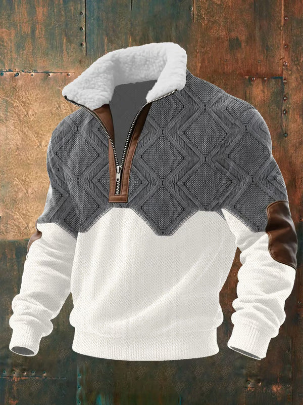 Bram – Zip-Up Sweater with a High Fur-Trimmed Collar