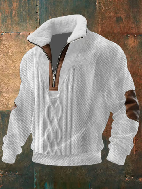 Bram – Zip-Up Sweater with a High Fur-Trimmed Collar