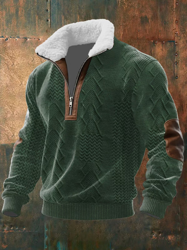 Bram – Zip-Up Sweater with a High Fur-Trimmed Collar
