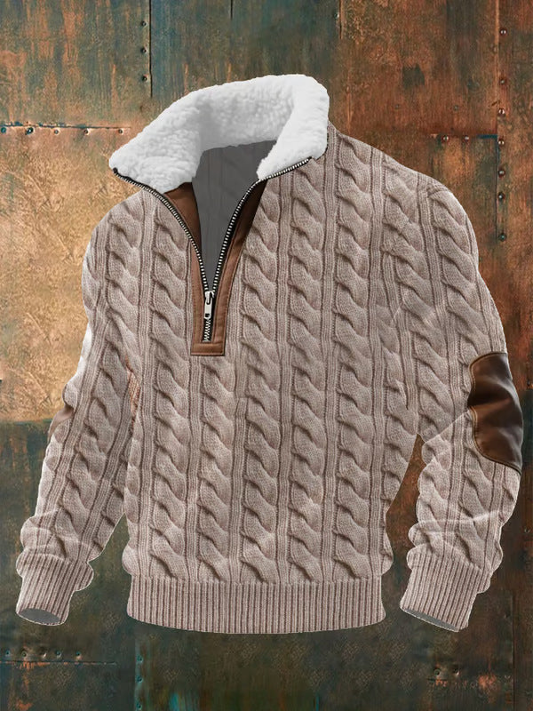 Bram – Zip-Up Sweater with a High Fur-Trimmed Collar